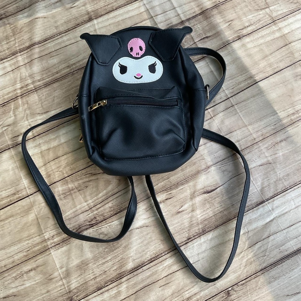 Sanrio Kuromi Black Mini Backpack Pink Skull Kawaii Small Bag